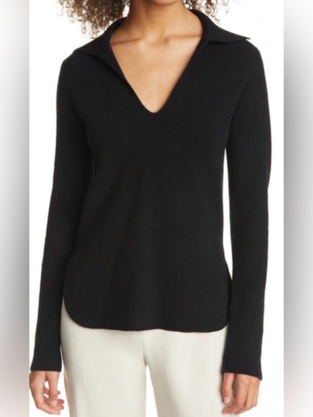 Vince Black V-Neck Collared Women’s Sweater